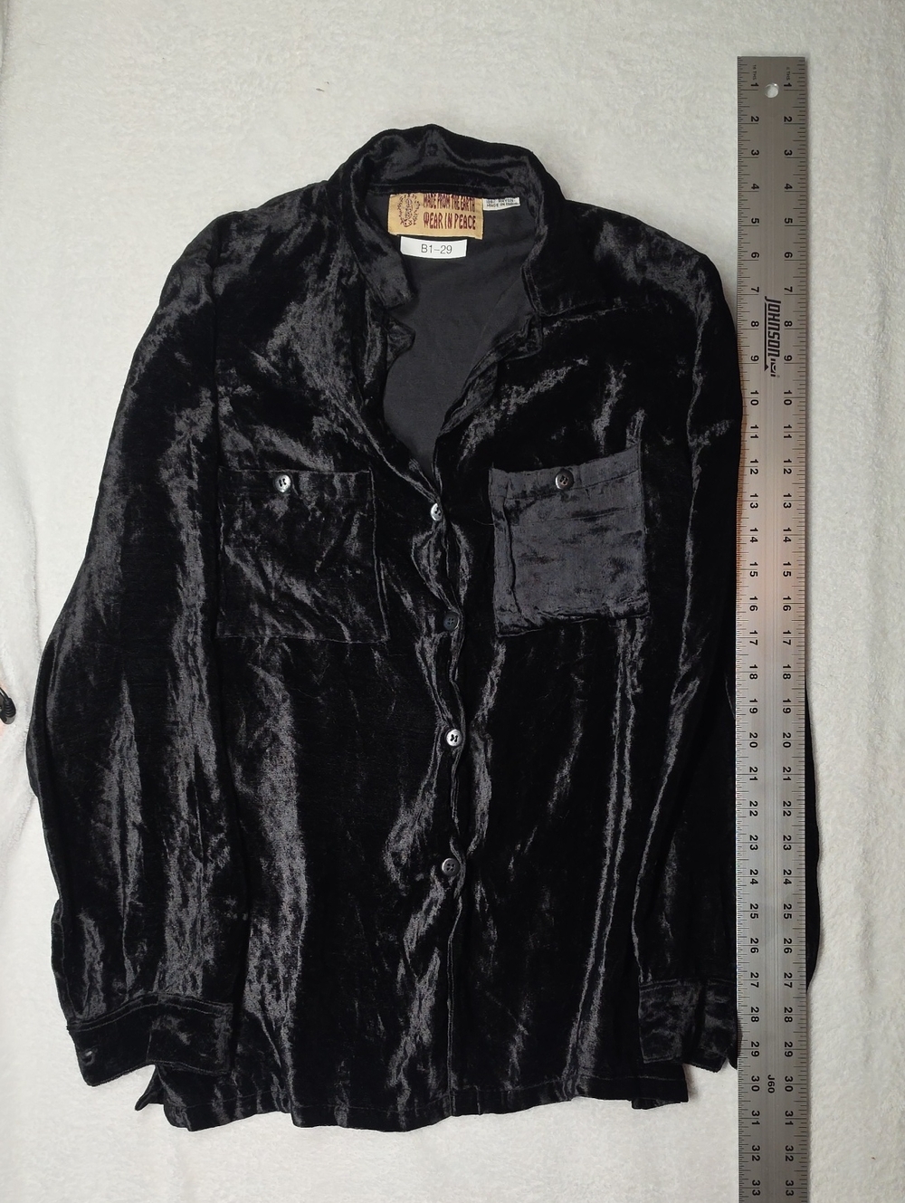 Black Velvet Button-Down Shirt Jacket